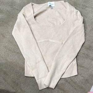 Pink rose Cream Long Sleeve Knit Top